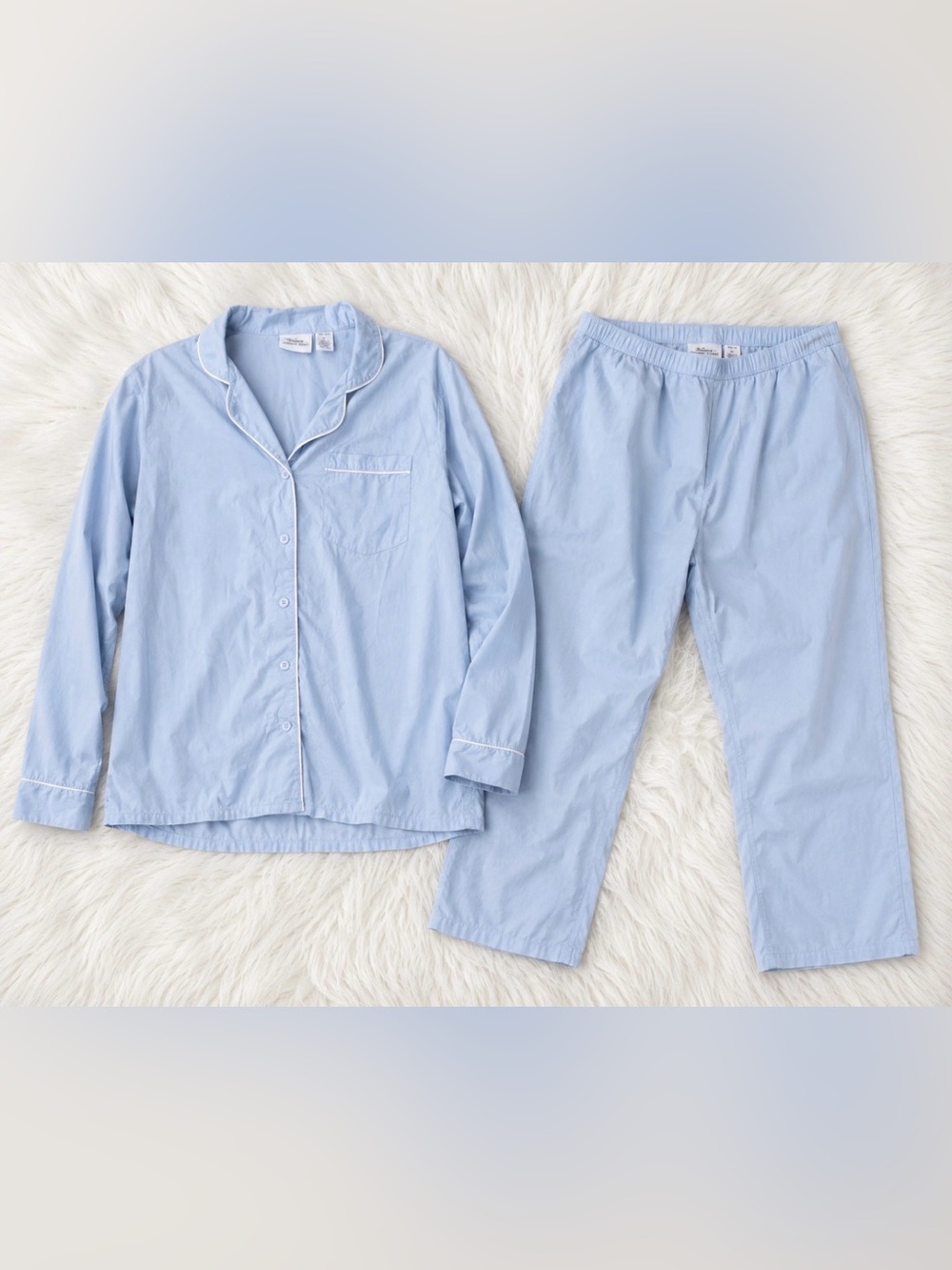 Vermont Country Store Men’s Small Blue Cotton Pajama Set Button Front Sleepwear